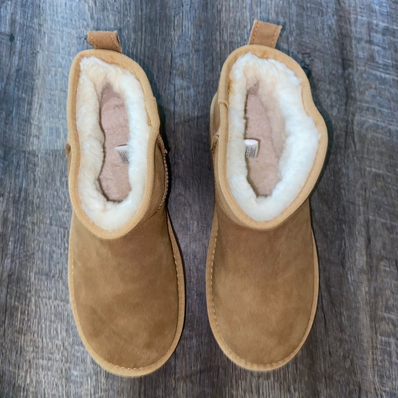 UGG Tan Platform Ankle Boots with Suede Finish - Picture 3 of 4